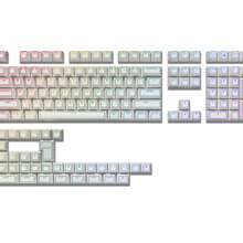 多面极简主义雕刻字母线条半透明PBT OEM机械键盘键帽，适用于61/68/87/98/108键 - 白色 - 查看 6