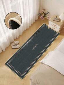 3.5mm Thick Soft Rubber Linen Kitchen Mat, Simple Solid Color Letter Style Kitchen Absorbent Rug, Edged Carpet To Prevent Peeling, Water-Absorbing And Easy To Clean Mat, Linen Surface, Foam Middle Layer, Rubber Bottom, Suitable For Kitchen Rugs, Home Decor, Bathroom, Entryway, Laundry Room, Hallway, Living Room And More - Multicolor - View 5