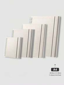 1本PP封面金属螺旋笔记本，80-160页，A6/A5/B5/A4尺寸，横线/空白内页，简约设计，便携防水，适合学生、商务人士、返校季、学习用品、办公用品。 - 米色 - 查看 16