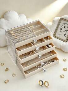 Hộp đựng trang sức bằng nhung có ngăn kéo, 1/3/5/6 tầng, đựng dây chuyền, bông tai và nhẫn, quà tặng cho phụ nữ và bé gái, hộp đựng trang sức di động dung tích lớn, hộp đựng đồ trong phòng tắm, hộp ngăn kéo để bàn, hộp đựng trang sức xếp chồng, hộp đựng trang sức kiểu ngăn kéo, hộp đựng nhẫn, hộp đựng bông tai, hộp đựng trang sức bằng nhung acrylic 3 tầng. - nhiều màu - Xem 6