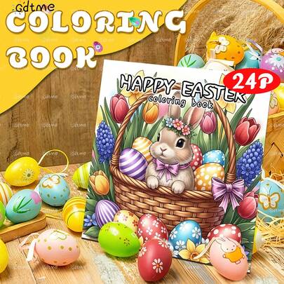 GDTME كتاب تلوين بموضوع عيد الفصح مناسب للمراهقين والبالغين، متعة عيد الفصح، تجربة تلوين مريحة وممتعة، هدية عيد الفصح رائعة، هدية العودة إلى المدرسة، قرطاسية، لوازم مكتبية، ديكور الحفلات، المقاس 7.9 * 7.9 بوصة