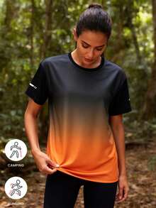 2026 Nouveau T-shirt court imprimé pour femmes, tee-shirt décontracté pour sports de plein air, col rond confortable à manches courtes pour l'été - Orange - Voir 2