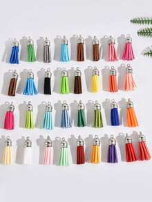 10pcs Fashion Tassel Pendant, Leather Tassel, For Jewelry Making, DIY Bracelet, Necklace, Earring Accessories - Multicolor - View 1