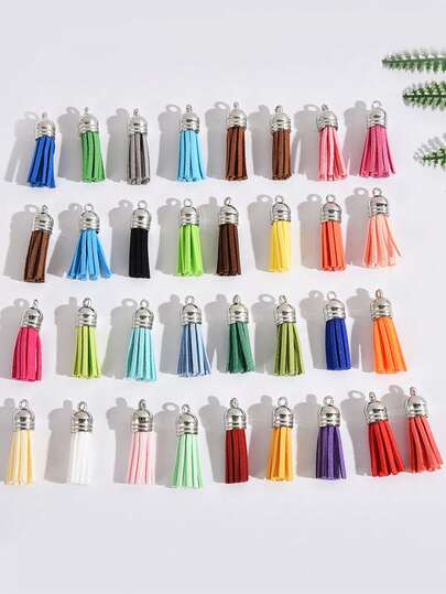 10 st. moderiktiga tofshängen, lädertofsar, för smyckestillverkning, gör-det-själv-armband, halsband, örhängesaccessoarer