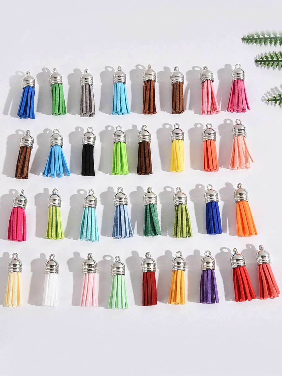 10pcs Fashion Tassel Pendant, Leather Tassel, For Jewelry Making, DIY Bracelet, Necklace, Earring Accessories - Multicolor - View 1