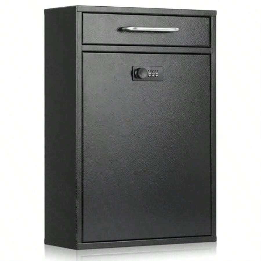 Wall Mount Mailboxes With Combination Lock Wall Mail Box For Outside Locking Mailbox With Lock Hanging Secured Postbox Security Key Drop Box 17.6H X 12.2L X 5.7W Inches Black XL Large - BlackCombinationLock - View 1