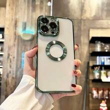 1pc Luxury Electroplated Hollow Transparent Lens Film Soft Silicone Protective Case With Cooling Holes And CD Pattern For IPhone 16 Pro/16 Pro Max/16 Plus/16/15 Pro/15 Pro Max/15 Plus/15/14 Pro/14 Pro Max/14 Plus/14/13 Pro/13 Pro Max/13/12 Pro/12 Pro Max/12/11 Pro Max/11/11 Pro - Green - View 4