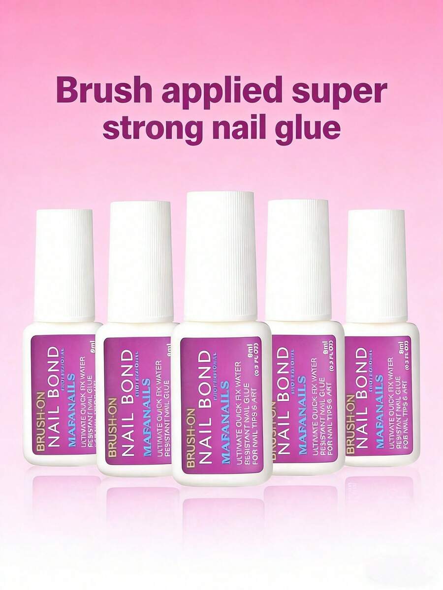 Extra Strong Brush-On Nail Glue For Acrylic Nails, Nail Tips & Press-On Nails (8ml) With File For Glue-On Fake Nails, Fix Broken Nail Repair. Acrylic Nail Glue Nail Bond Nail Glue Gel - 預設 - 查看 1