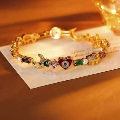 Vintage Starry Moon Diamond Bracelet, Elegant & Sophisticated, Unique & Fashionable Design