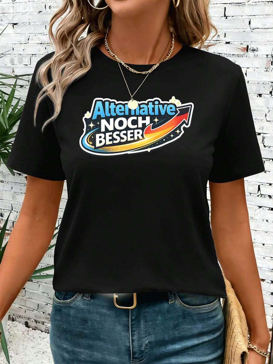 Black Alternative Graphic Print T-Shirt, Quality Fabric, Round Neck, Relaxed Fit, Comfortable, Street Hip-Hop - Black - View 1