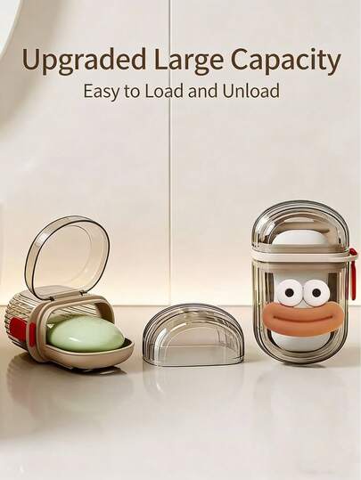 1 st transparent tvålkopp för resor med ett avtagbart dräneringslager för att förhindra läckage. Denna bärbara tvålbehållare är lämplig för resor, camping och gym, och är lätt att bära med sig.