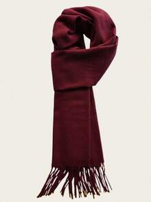 1pc Men Plaid Scarf With Tassels, Warm Men Scarf Accessory Students, Couples, Business, Outdoor In Autumn/Winter, European Style Men AccessoriesMen Scarves HNCM - 白色 - 查看 6