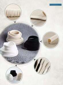 1 Pair Black & White Flat Braided Non-Slip Polyester Casual Sports Classic Sneakers With Shoelaces - White - View 5