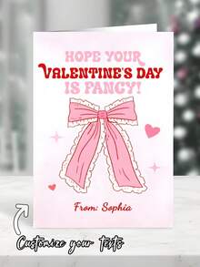 Customizable Valentine's Day Card With Envelope, Customizable Text Content, Designed With Ruffle Edges, Bow, And Heart Patterns, Suitable For Valentine's Day Cards, Elegant Romantic Messages, Gift Attachments (Includes Envelope) - Multicolor - View 5
