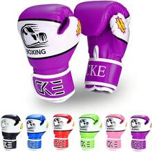 Guantes de boxeo para niños y niñas, jóvenes de 5 a 12 años de edad, guantes de boxeo de entrenamiento para saco de boxeo de kickboxing Muay Thai - violeta - Ver 10