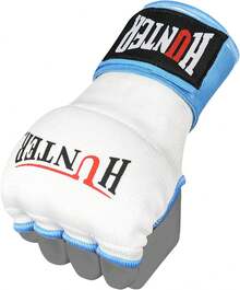 Guantes interiores acolchados de gel con envolturas de mano para boxeo (vienen en par) - Blanco-Azul cielo - Ver 4