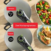 Secure  Schnellkochtopf Induktion 4l, 2-Stufen-Garregler: Intensivstufe 117°C, Schonstufe 112°C, Induktions-Kapselboden, für alle Herdarten, Edelstahl/Schwarz/Grün, P2580400 - Schnellkochtopf 4 L - Übersicht 3