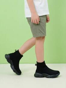 跨境儿童休闲针织一脚蹬运动鞋，男女款透气运动鞋