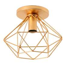 Paflon Ceiling Light Industrial Retro Wire Diamond Round Light Fixture - 金色 - 查看 5