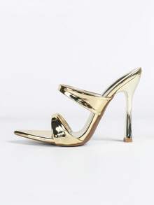 女士高跟鞋 女士时尚保暖秋季鞋 女士OL风方头鞋 女士时尚休闲方头春季套脚鞋 - 金色 - 查看 6