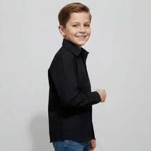 Children's Long-Sleeved Dress Shirt - 黑色 - 查看 4