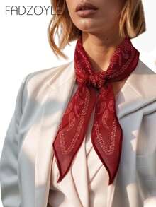 FADZOYLE 1pc Colorful Paisley Print Scarf Headscarf For Women, Warm Headwrap For Daily Wear, Abaya Headscarf, Decor For Dresses, Parties, Travels, Gifts - Multicolor - View 12