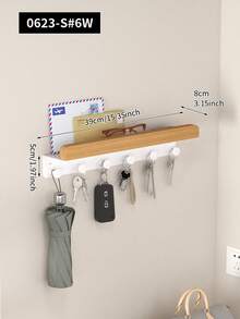 1个复古木质钥匙架，带挂钩和支架，易于安装，节省空间的壁挂式收纳架，可用于存放钥匙、外套等物品，适用于玄关、客厅、卧室、厨房和浴室，可用作壁挂式钥匙架、邮件收纳架、钥匙挂架、家居装饰、日常装饰和圣诞装饰。 - 彩色 - 查看 14