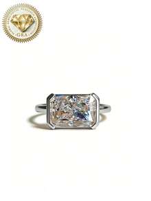 1pc Women's Engagement Ring, Rectangle Radiant Cut Ring, 2.9g 925 Sterling Silver, 2 Carat Moissanite, Bohemian, Elegant, Engagement, Proposal, Wedding Anniversary, Valentine's Day Gift, Comes With Moissanite Certificate And Luxury Gift Box - 2ct Moissanite - View 13