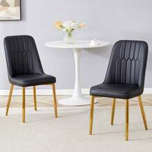 Dining Chairs - Black+Gold + Metal + PU Leather + Set Of 2 - View 4