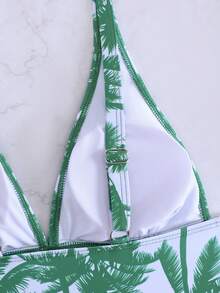 夏季Tankini两件套泳衣，欧美新款设计，收腹套装，吊带碎花性感沙滩度假休闲高腰三角泳衣 - 彩色 - 查看 6