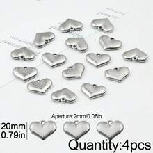 4pcs Stainless Steel Heart Shaped Single Hole Pendant Beads, DIY Jewelry Making, Handmade Beading Craft Supplies - DIY - View 14