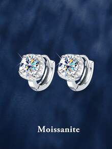 2pcs Luxury 925 Sterling Silver 0.5Carat X 2 Moissanite Earrings, Suitable For Women's Daily Wear, Party, Holiday, Valentine's Day, Mother's Day, Birthday, Wedding Anniversary, Women's Jewelry Gift - EH0020M - View 6