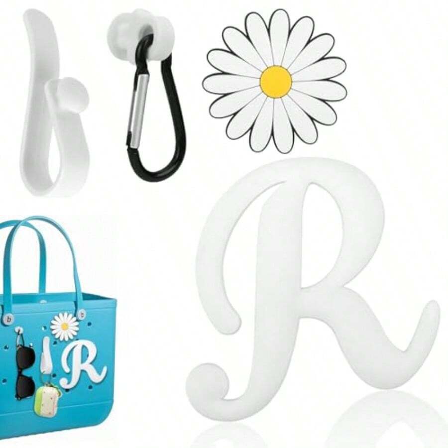 Beach Bag Accessories Charm Letter And Flower Design For Bogg Bags Lightweight Aluminum Alloy Colorful Charms With Durable Chain For Summer Outfits - Kiểu R - Xem 1