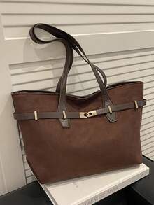 حقيبة كبيرة السعة بطراز قديم، حقيبة كتف بطبعة نمر، حقيبة يد عصرية للنساء - متعدد الألوان - مشاهدة 10