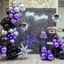 Set de 50 globos de látex premium - Morado y negro con globos de confeti de lámina, perfecto para cumpleaños, bodas, graduaciones, Halloween, decoración de fiestas temáticas en interiores y exteriores - Multicolor - Ver 3