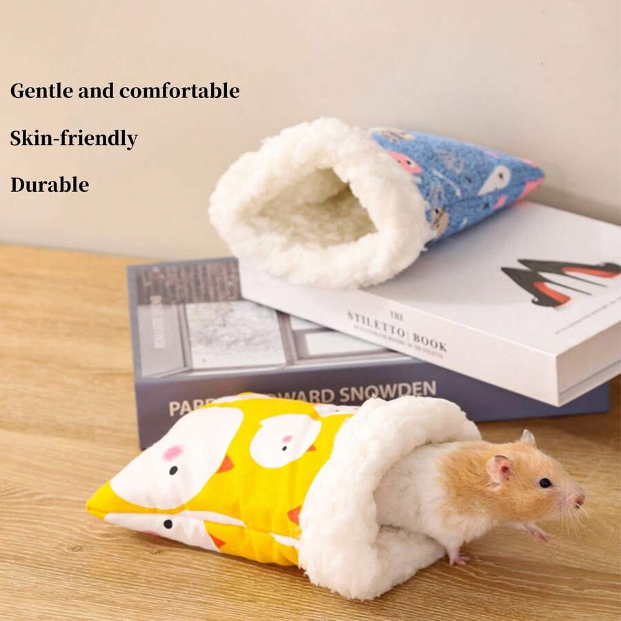 1pc Hamster Cotton Nest, Small Pet Cotton Nest, Hamster Sleeping Bag, Small Pet Warm Nest, Winter Thickened Plush Sleeping Bag For Gerbil, Chinchilla, Squirrel - Multicolor - View 1