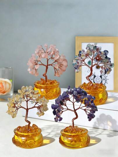 2026新款迷你风水招财树水晶摆件，家居装饰，装饰风格，房间装饰，派对装饰，装饰工艺品，桌面摆件，餐桌装饰，厨房装饰，卧室装饰，伴娘礼物，闺蜜/同学生日礼物，派对礼品，客厅装饰，送给女性的绝佳礼物