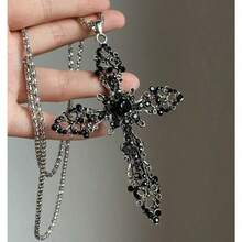 Dark Gothic Lolita Style Black Cross Multi-Layer Beaded Long Necklace, Niche Luxury Spicy Girl Sweater Chain - Nhiều màu - Xem 4