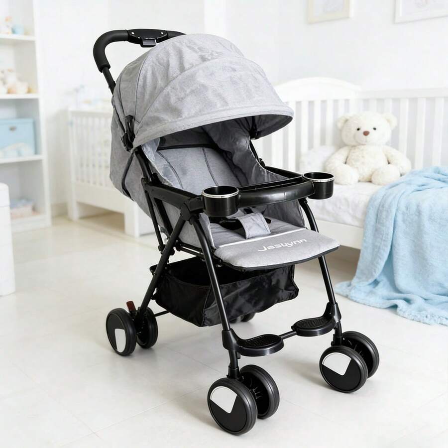 Baby Stroller For 0-24 Months With Sunshade, Lightweight And Portable, One-Button Quick Fold, Reclining Seat For Sitting Or Lying Down, Ideal For Boys And Girls, Daily Use And Outings - 灰色 - 查看 1
