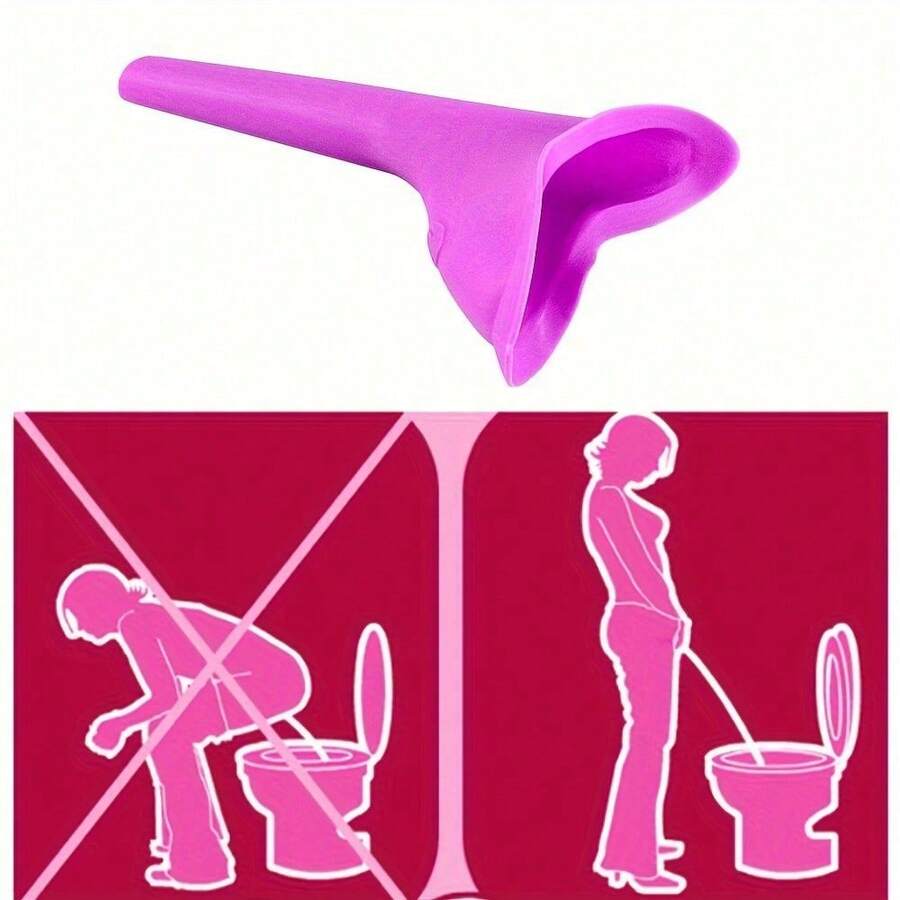 1 Female Upright Toilet - Portable Car Toilet, Ergonomic Design, No-Flush Design, Compact Travel Size, Suitable For Car, Office, And Outdoor Use - Durable Rubber And Silicone Material, Ideal For Camping, Office Toilet, Easy-To-Use Design, Easy-To-Store Design - 紫色 - 查看 1