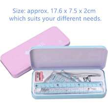Juego De Lápices De Regla De 8 Piezas,Kit de geometría matemática, de transportador de 8 piezas para suministros de estudiantes,Regla De Dibujo De, para estudiantes en hogar (Rosa),40946022 - Rosa coral - Ver 2