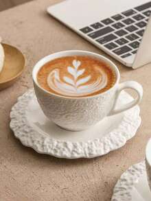 New Ceramic Cup And Saucer Set, High-End Exquisite Coffee Cup And Saucer, Latte Art Cup, High-Quality Afternoon Tea Cup, Unique Home/Office/Kitchen Drinkware, Suitable As A Gift For Friends, Family And Couples - Multicolor - View 3