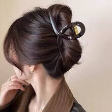 Simple And Versatile Chocolate-Colored Large Hair Clip Women, A Fashionable And Sophisticated Hair Claw Clip With A Vintage And Elegant Style. - Hình chữ T, màu nâu sô cô la (13cm) - Xem 3