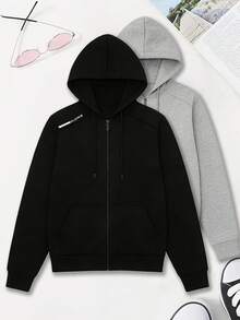 Women's Hooded Sweatshirt Jacket, All-Season Wear, Street Casual Style, Comfortable And Versatile, Great For Travel, Fitness And Commuting. - Black - View 1