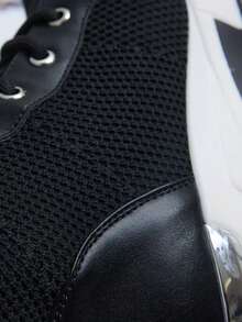 Women's Platform Lace-Up Sneakers - Black - View 5