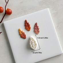 1 pieza/3 piezas Moldes de arcilla blanda con 3 formas diferentes de hojas para hacer pendientes de joyería DIY, con herramientas de corte hechas a mano - Blanco - Ver 2