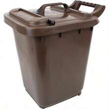 Kerbside Compost Caddy With Locking Lid - Brown - Food Waste Recycling 23 Litre - Plastic Bin With Composting Guide - Brown - View 2