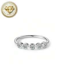 1pc Women's Engagement Ring, 5-Row Bubble Round Ring, 2g S925 Sterling Silver, 0.5 Carat Moissanite, Bohemian, Cute, Engagement, Proposal, Wedding Anniversary, Valentine's Day Gift, Comes With Moissanite Certificate And Elegant Gift Box - 0.5ct Moissanite - View 12