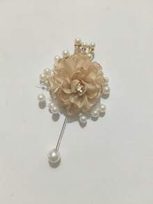 1枚男女通用多款式山茶花胸针，白色、粉色、酒红色、藏蓝色可选，饰有水钻，适合新郎、新娘、婚礼、派对、伴娘、情人节、夏季、海滩等场合佩戴。 - 718香檳色 - 查看 4