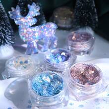 一套6颗彩虹色六边形亮片，适用于环氧树脂，闪亮美人鱼造型大亮片，树脂流动砂填充剂，可用于装饰用途，是圣诞礼物和各种项目的理想之选。 - 彩色 - 查看 5